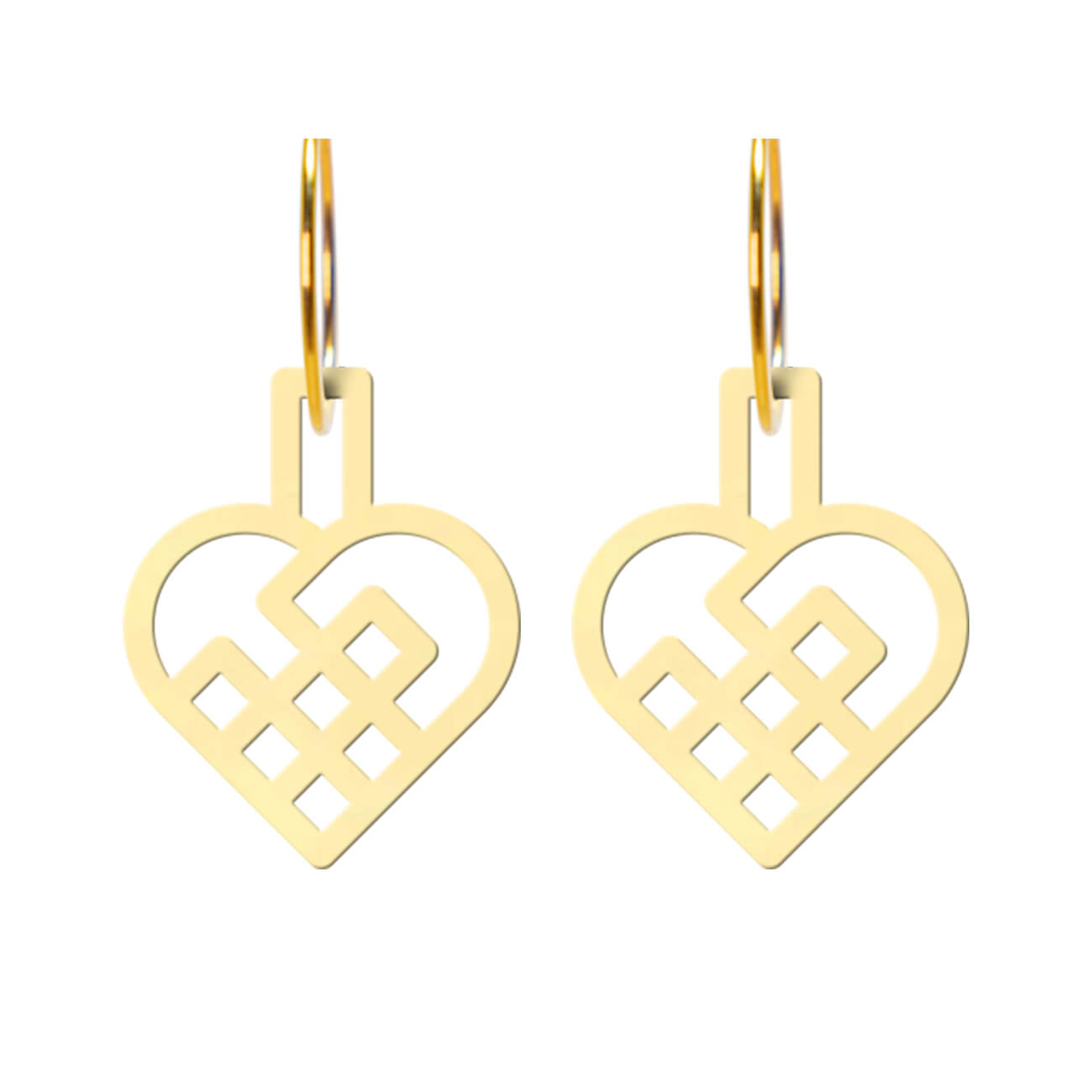 Øreringe flettet julehjerte - spejlakryl guld og forgyldt Sterlingsølv