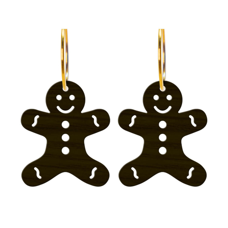 Øreringe peberkagemand - røget eg og forgyldt Sterlingsølv