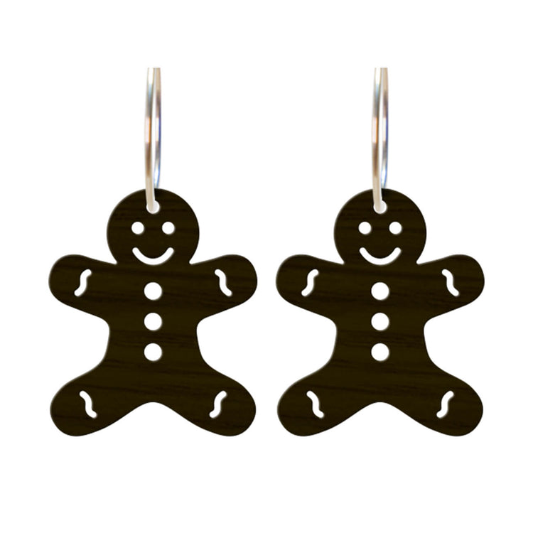 Øreringe peberkagemand - røget eg og Sterlingsølv