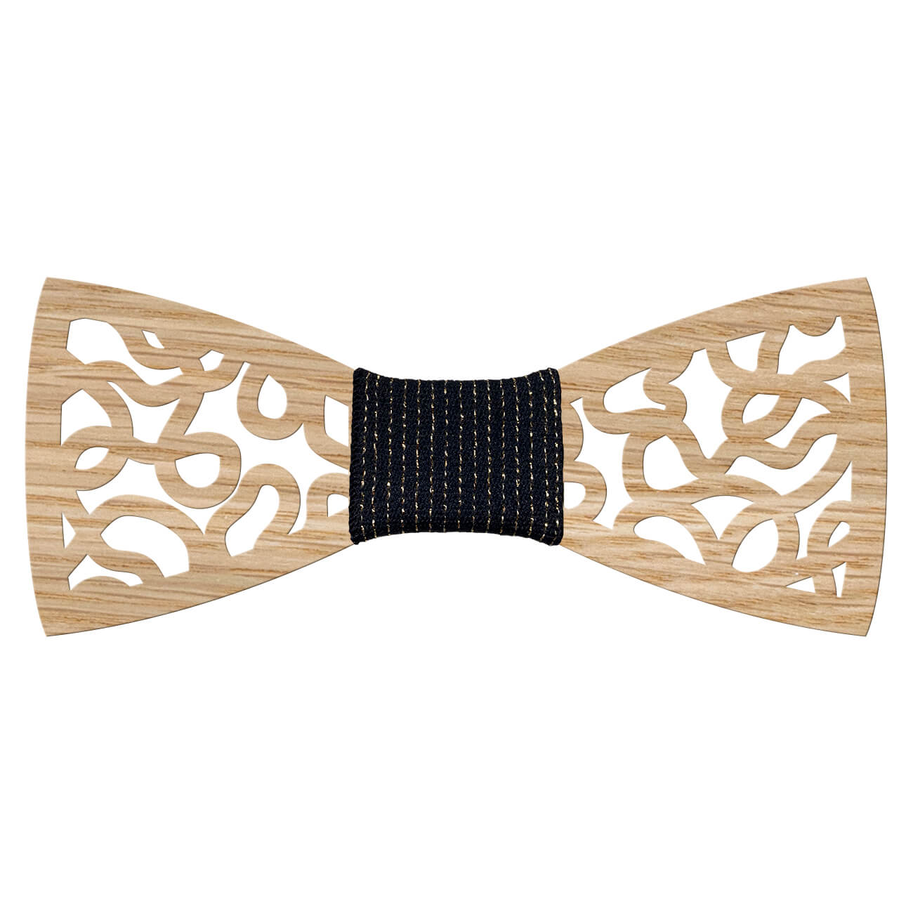 Butterfly i træ: Kruseduller med mørkeblåt bånd med guldstriber