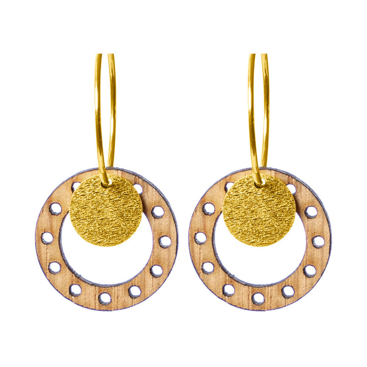 Ebeltoft - creolere med eg og mønter i forgyldt Sterlingsølv