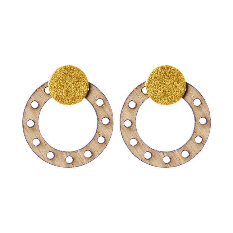 Ebeltoft - ørestikker i eg og forgyldt Sterlingsølv