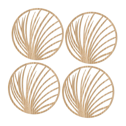 Glasbrikker - siv, egetræ - 4 stk.