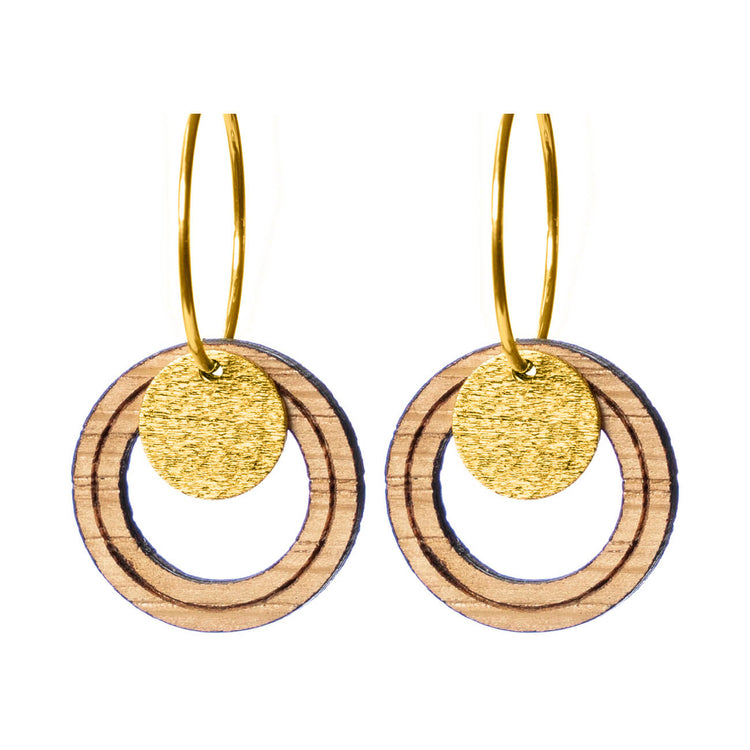 Hjerting - creolere med eg og mønter i forgyldt Sterlingsølv