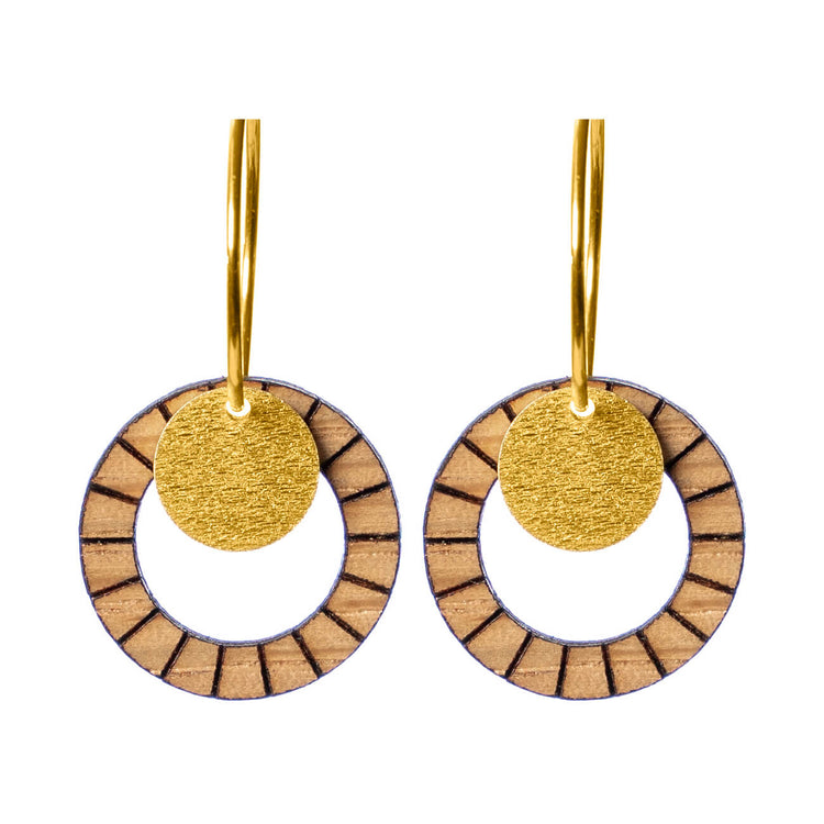 Strib - creolere med eg og mønter i forgyldt Sterlingsølv